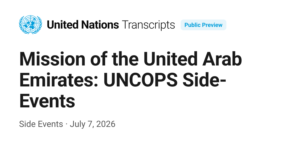 Mission of the United Arab Emirates: UNCOPS Side-Events — UN Transcripts