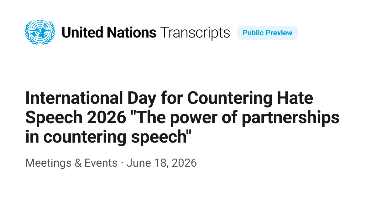 International Day for Countering Hate Speech 2026 "The power of ...