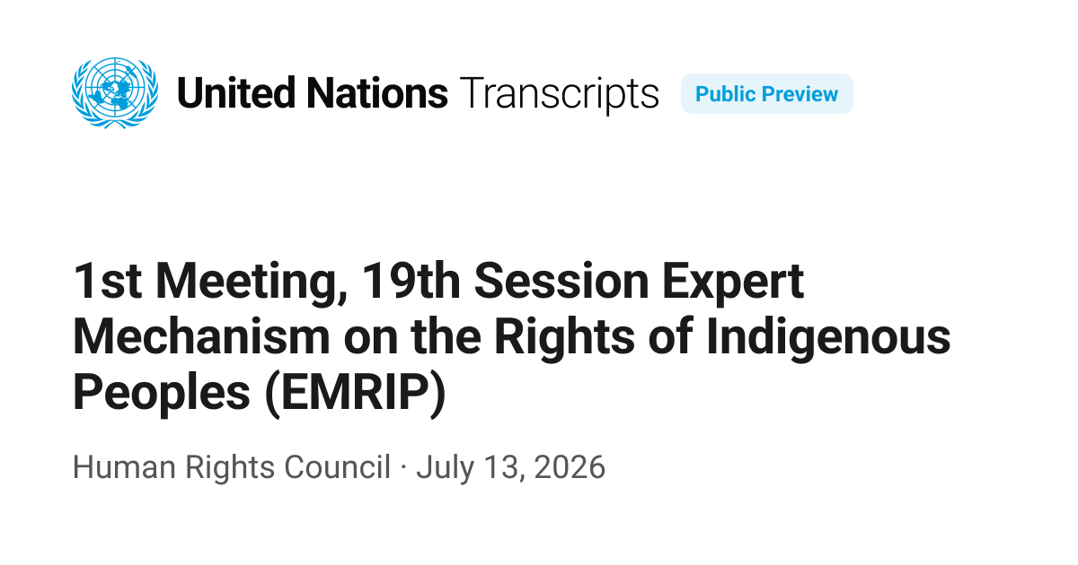 1st Meeting, 19th Session Expert Mechanism on the Rights of Indigenous ...