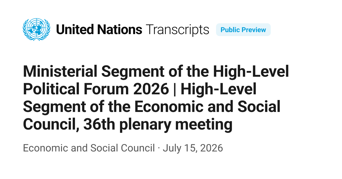 Ministerial Segment of the High-Level Political Forum 2026 | High-Level ...